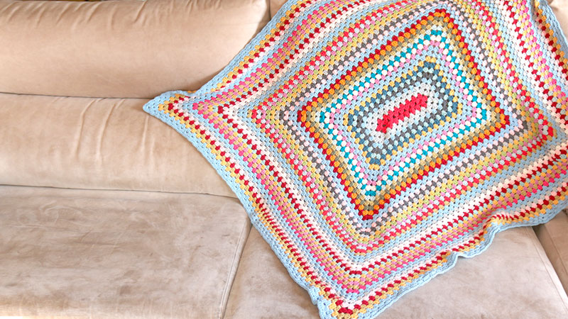 rectangular blanket granny square stripes crochet free pattern