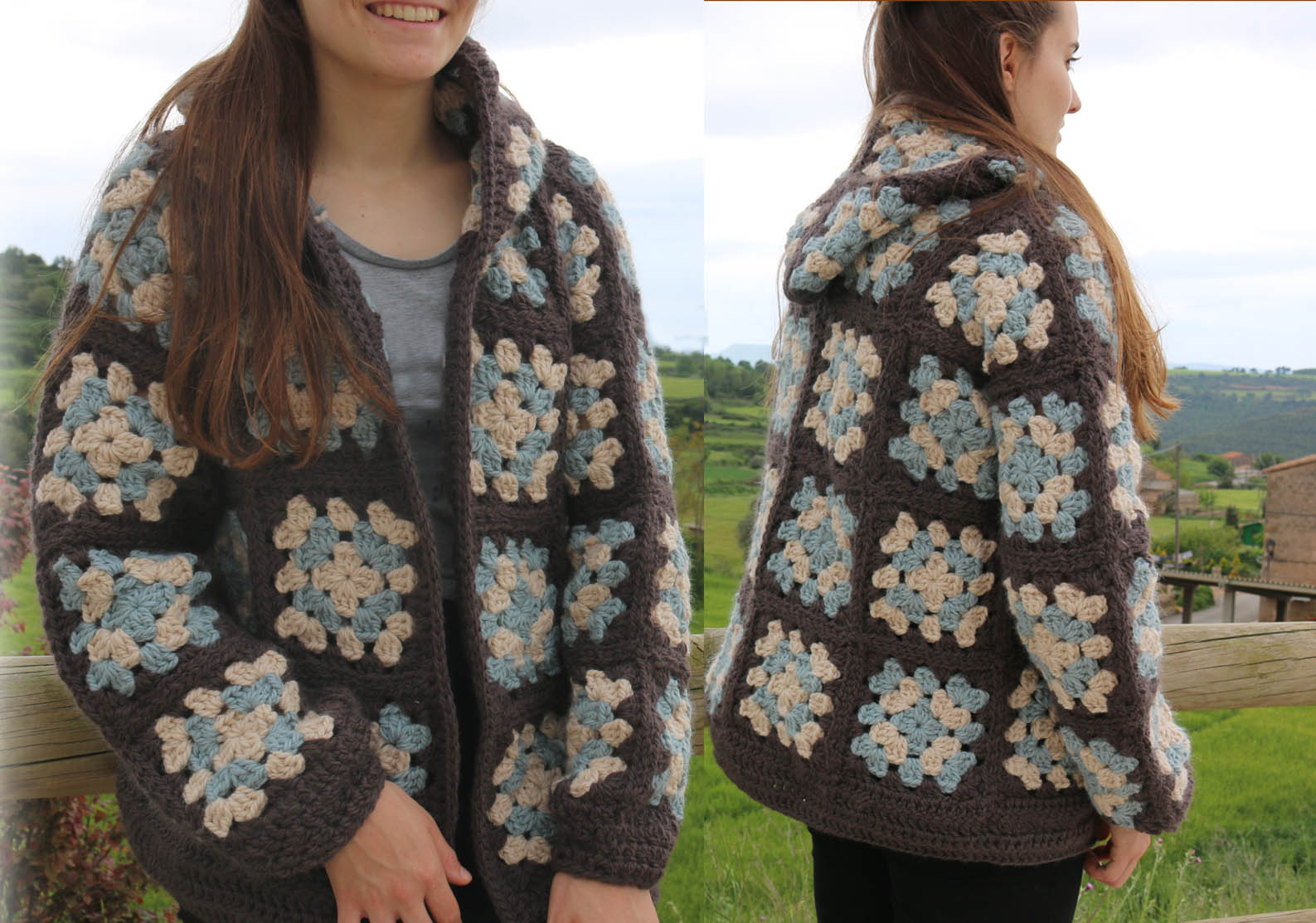 granny squares jacket crochet free pattern