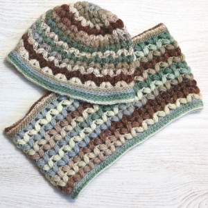 crochet puff stitch hat and scarf free pattern