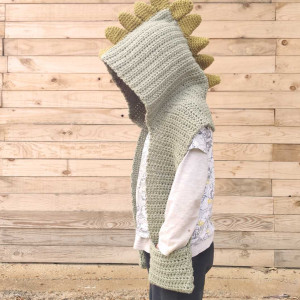 hooded scarf dinosaur free crochet pattern