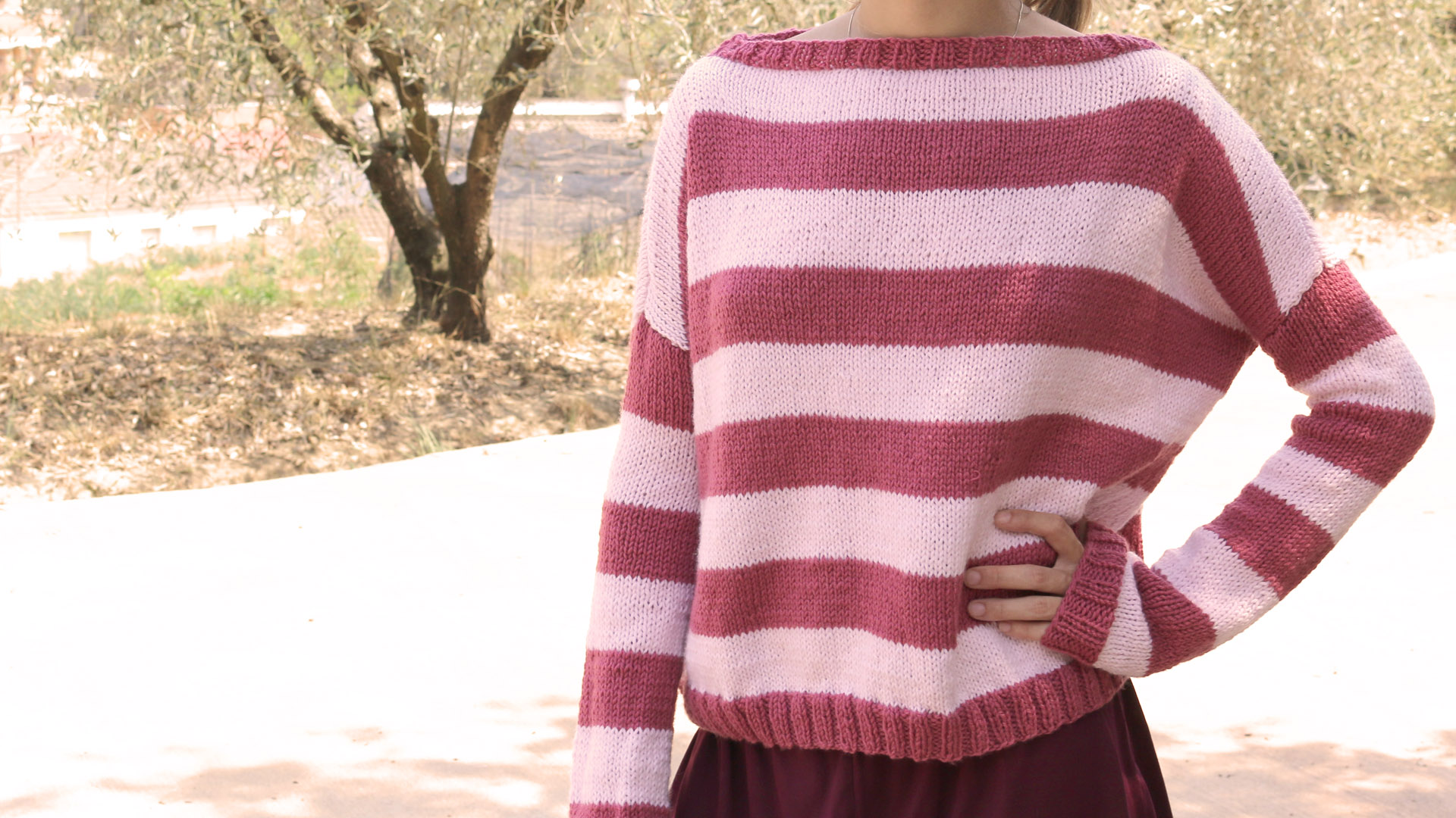 easy pink sweater jumper free pattern beginners knitting knit patron gratis tricot agujas jersey facil principiantes