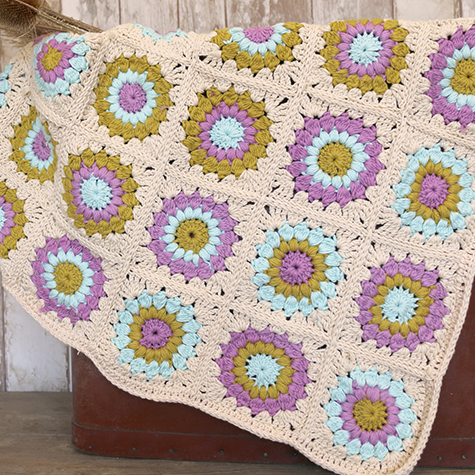 manta crochet ganchillo grannys blanket squares sunburst